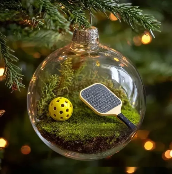 Pickleball Sports Holiday Ornament Christmas Glass Decoration HFN
