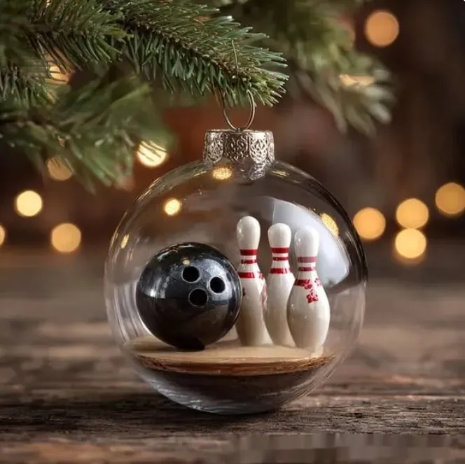 Bowling Sports Holiday Ornament Christmas Glass Decoration HFN