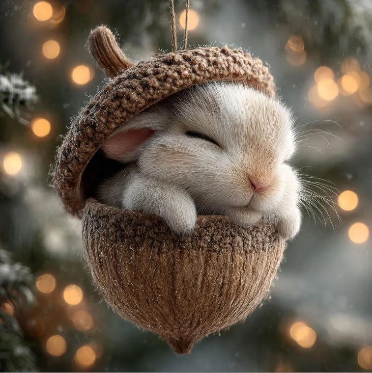 Rabbit Pendant Chestnut Christmas Ornament Christmas Tree Pendant 2D Flat Print Acrylic Pendant HFN