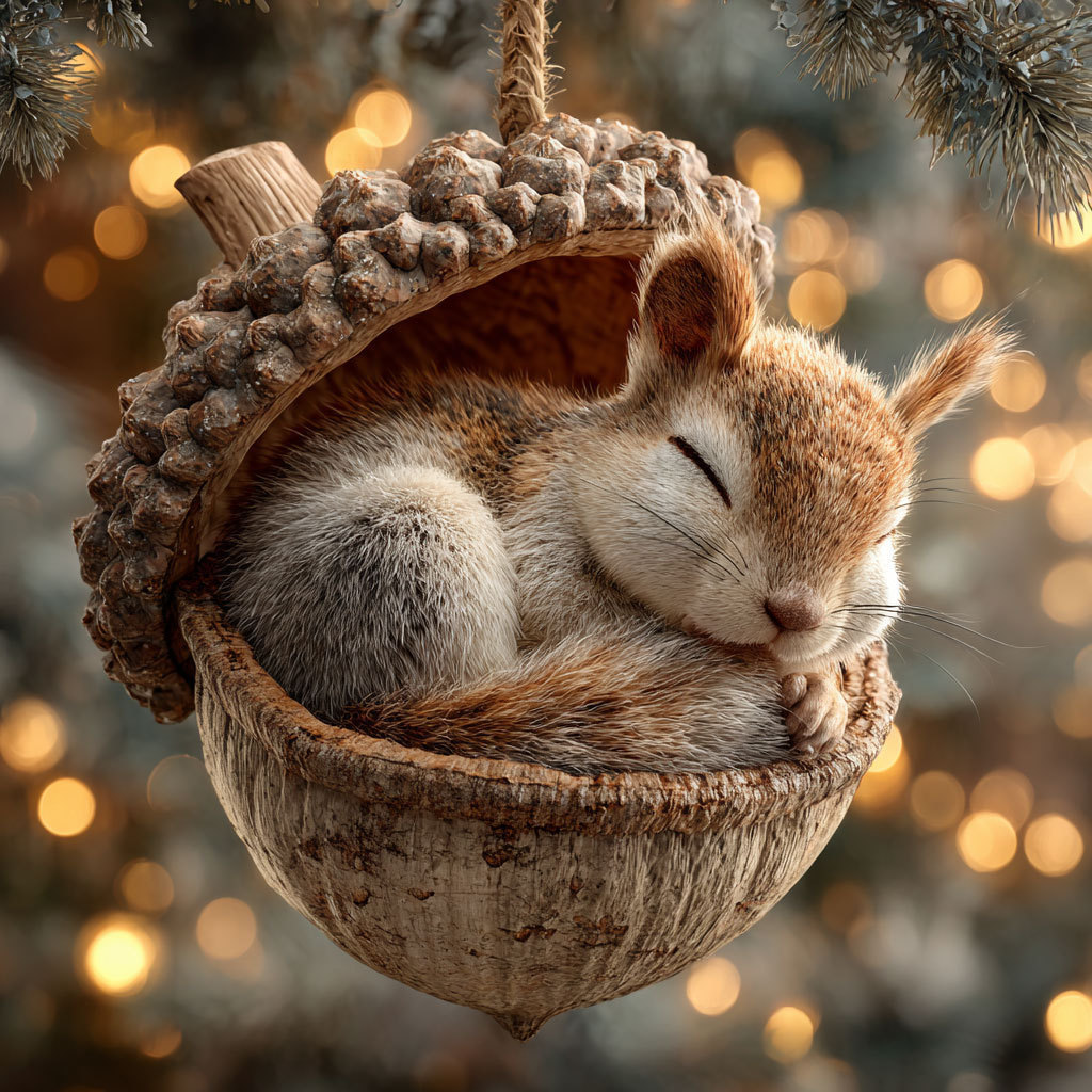 Squirrel Pendant Chestnut Christmas Ornament Christmas Tree Pendant 2D Flat Print Acrylic Pendant HFN