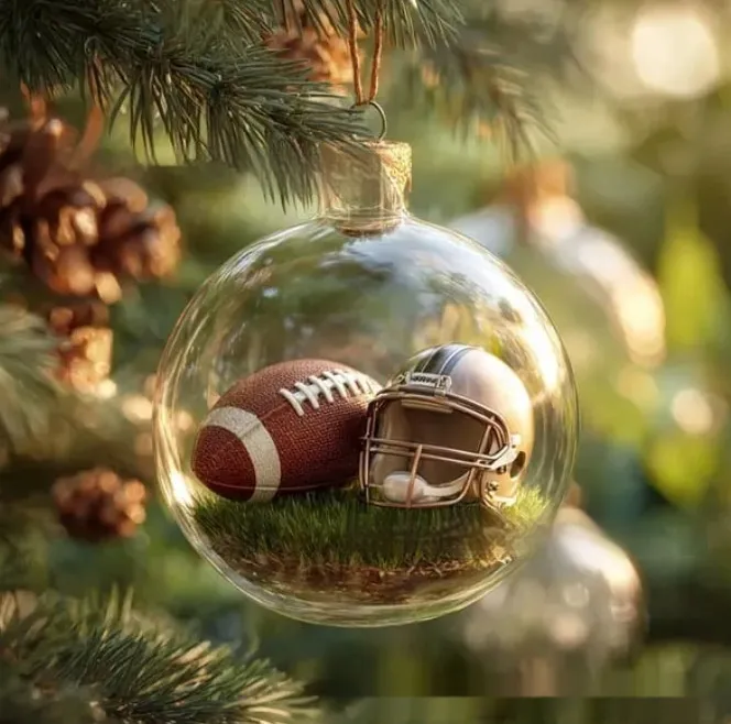 Rugby Sports Holiday Ornament Christmas Glass Decoration HFN