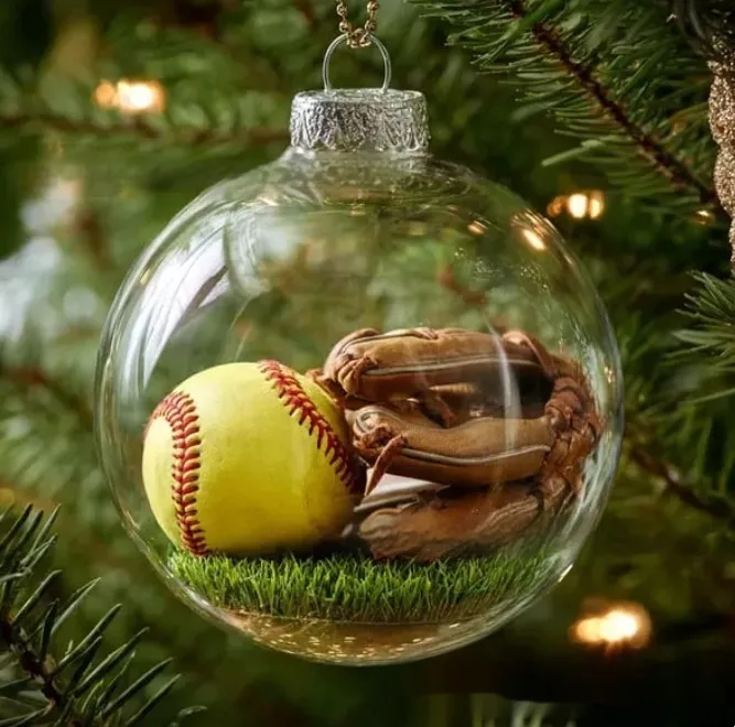 Softball Sports Holiday Ornament Christmas Glass Decoration HFN