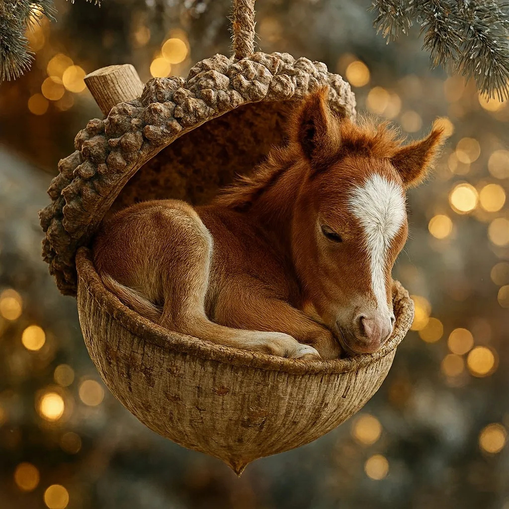 Pony Pendant Chestnut Christmas Ornament Christmas Tree Pendant 2D Flat Print Acrylic Pendant HFN