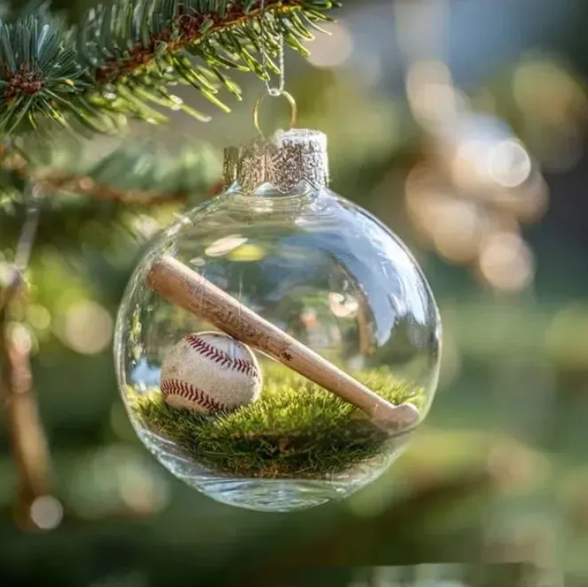 Baseball Sports Holiday Ornament Christmas Glass Decoration HFN