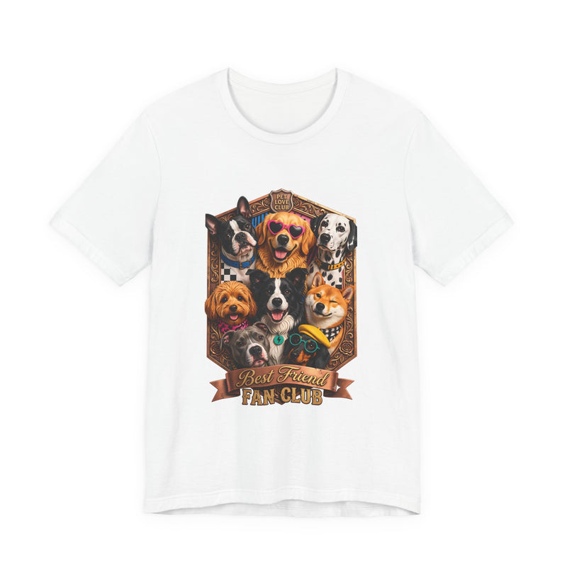 Best Friends Fan Club Dog Crew T-Shirt in White, front view