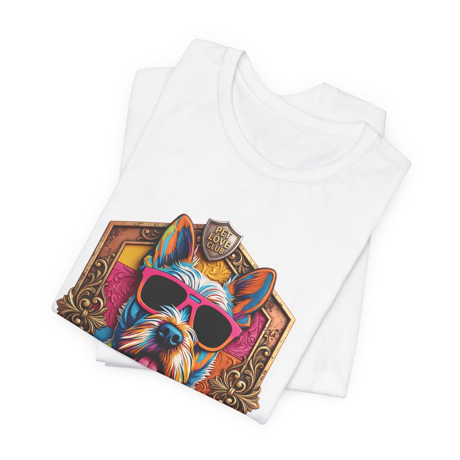 Your Little Magic Terrier in Sunglasses T-Shirt in White, folded