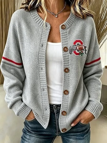 Ohio State Buckeyes Football NCAA Merch Cardigan Gift For Women - Cardigan / Cement HG