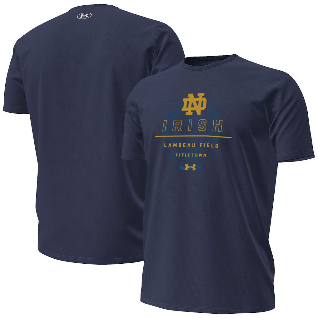 Notre Dame Merch Notre Dame Fighting Irish 2026 Shamrock Series Lambeau Field T-Shirt HG Navy - T-Shirt HG HG