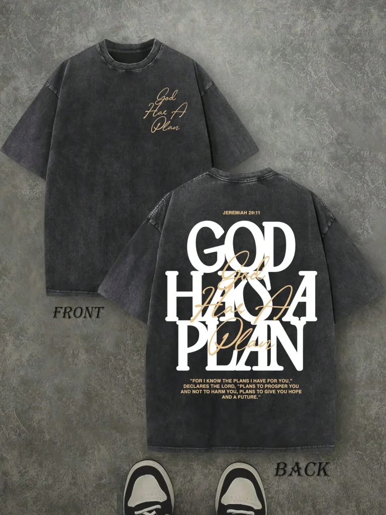 Vintage Washed "God Has a Plan" Double-Sided Print Tee HG