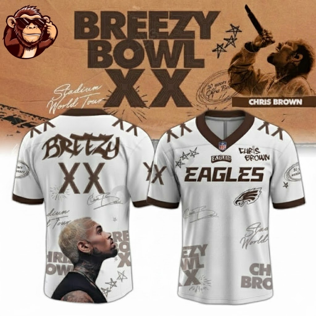 NFL x Chris Brown Breezy Bowl XX World Tour 2025 Football Jersey, Mesh Jersey, Women Croptop Sports Shirt HFN