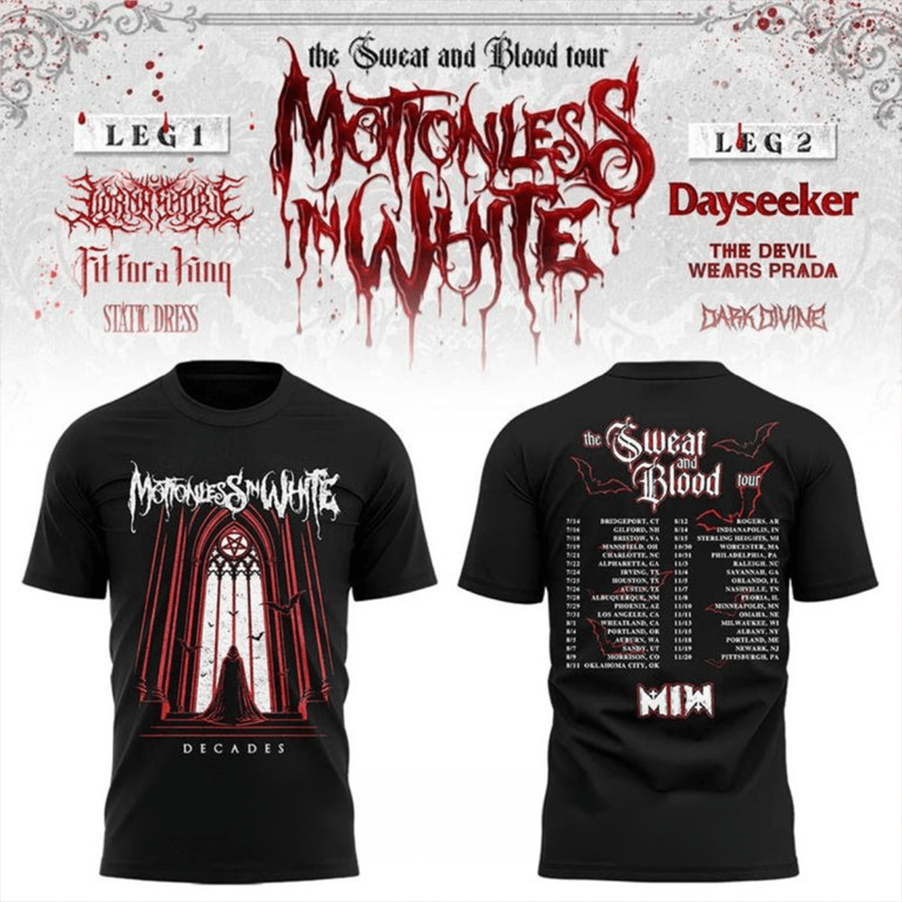 Motionless In White Merch The Sweat and Blood Tour 2026 T-Shirt Gift For Concert Fans - T-Shirt HG