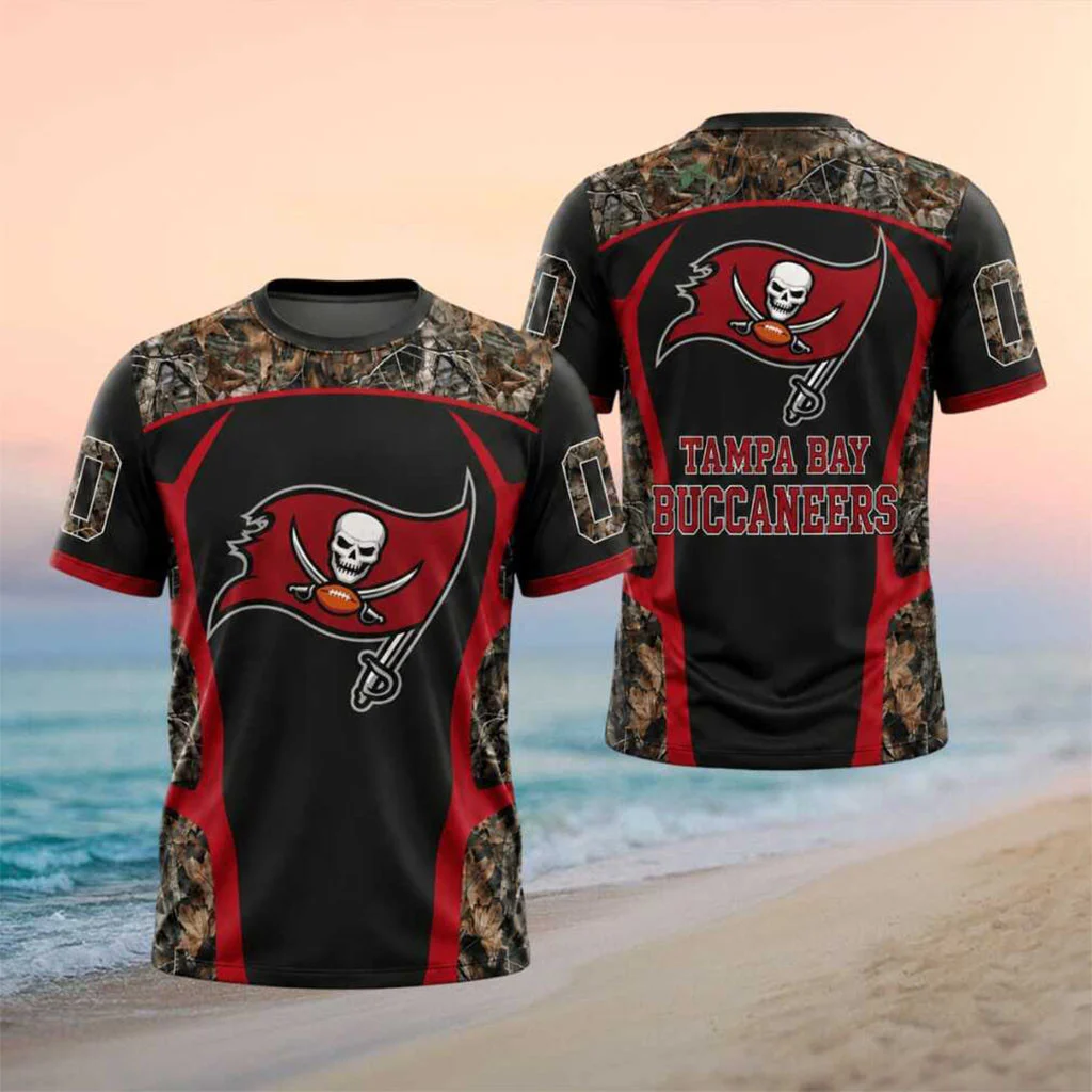 Personalized Tampa Bay Buccaneers Skull Camouflage Shirt Bucs Merch Football Fan Gifts - T-shirt HG