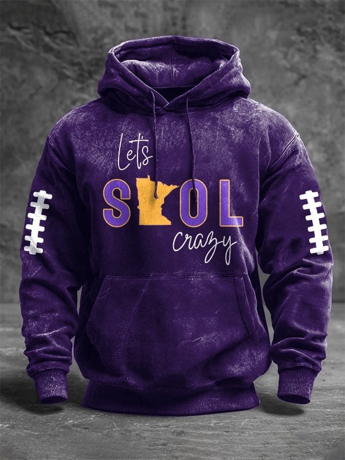 Let's Skol Crazy Vikings Football Hoodie Sports Day Outfit Gift For Minnesota Vikings Fans 3D Tshirt Pocketless Hoodie , Sweatshirt Or Zip up Hoodie HG
