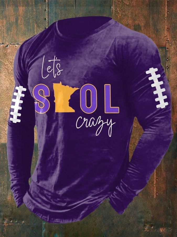 Minnesota Vikings Let's Skol Crazy Long Sleeve Shirt Men's Minnesota Vikings Fan Merch 3D Tshirt Pocketless Hoodie , Sweatshirt Or Zip up Hoodie HG