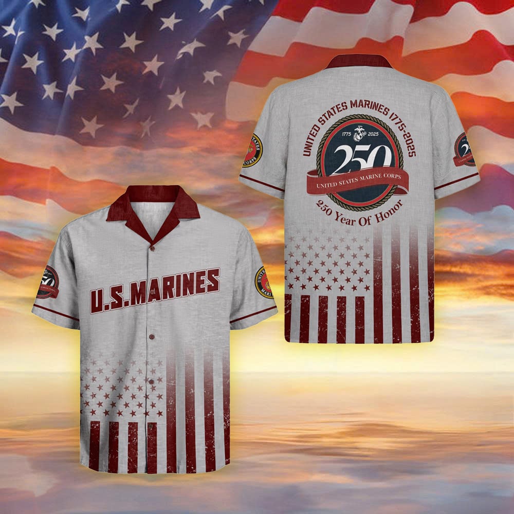 USMC 250 Years Of Honor Hawaiian Shirt NNA 1775 2025 Semper Fi Apparel Gifts For Marine Veterans