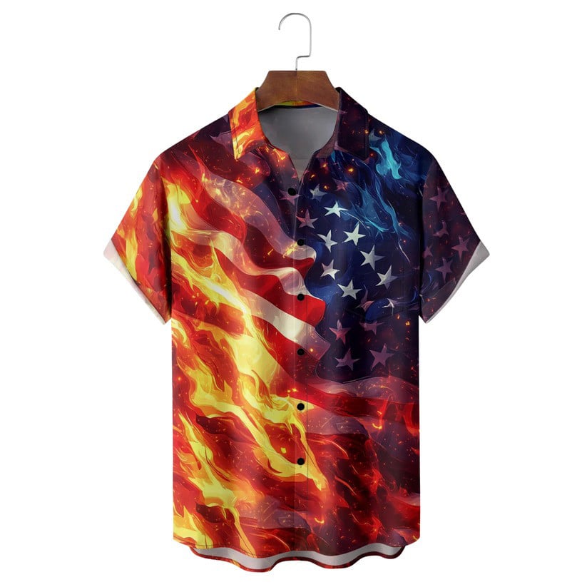 American Independence Day US Flag Hawaiian Shirt NNA USA Flag Clothing Patriotic Gifts