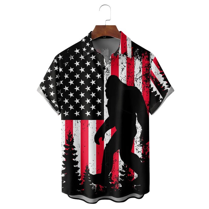 Bigfoot American Patriotic Hawaiian Shirt NNA USA Flag Clothing Gifts For Independence Day