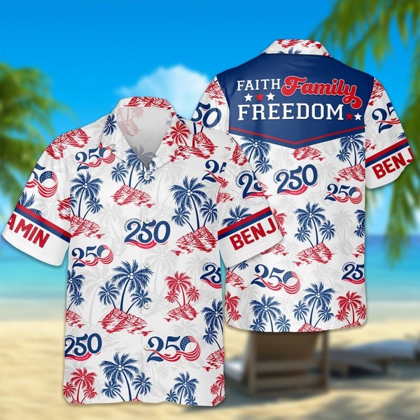 USA 250 Years Of Freedom Hawaiian Shirt NNA US Flag Clothing 4Th Of July Present
