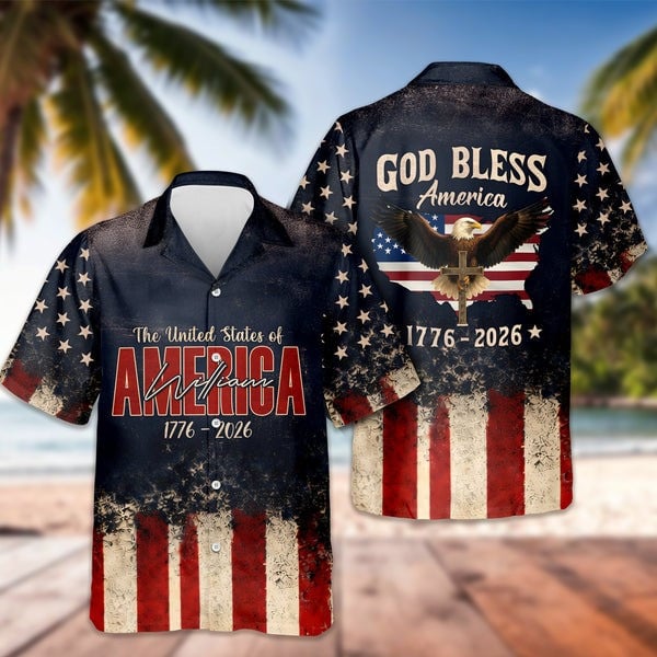 Personalized God Bless America Hawaiian Shirt NNA Independence Day Shirt 4Th Of July Present