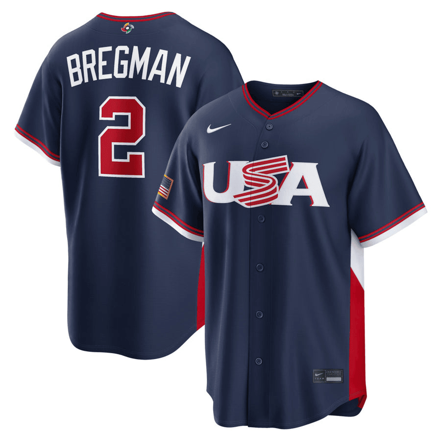2 Alex Bregman USA 2026 World Baseball Classic Road Stadium HFN Baseball Jersey Team USA WBC 2026 Apparel