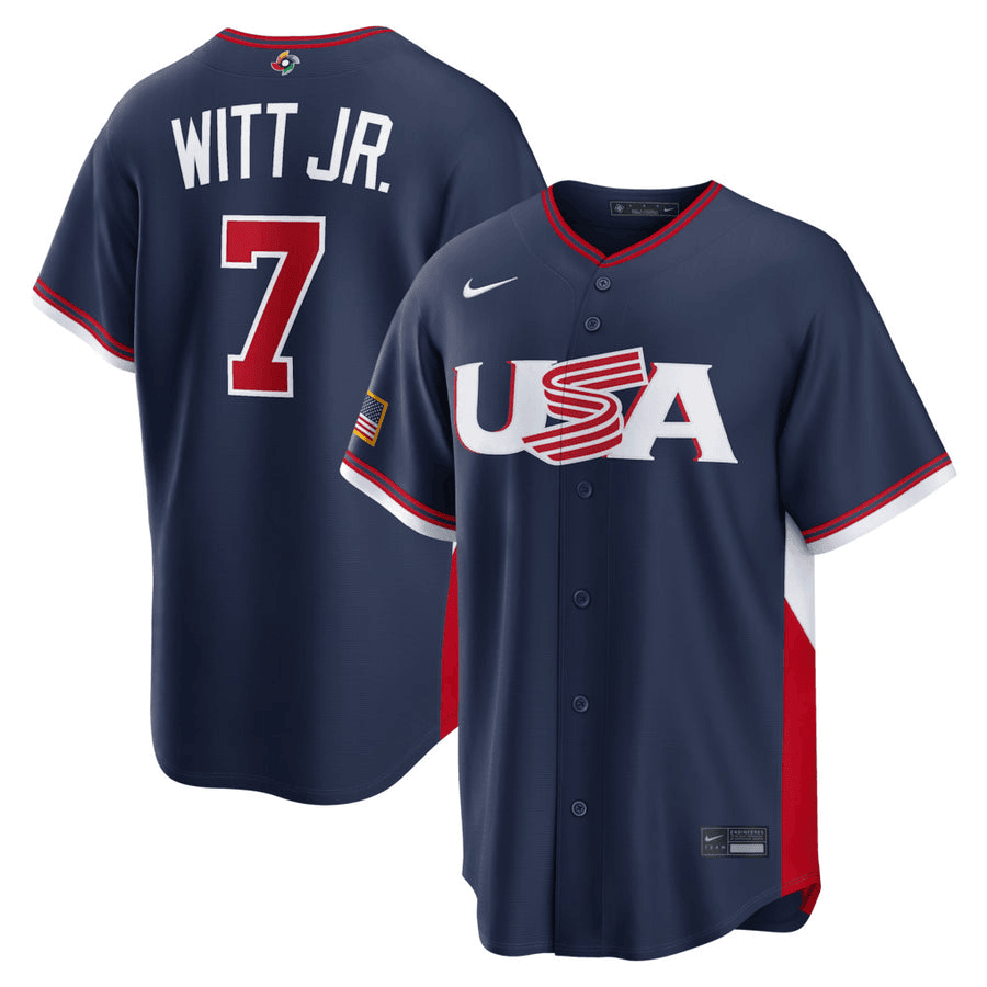 7 Bobby Witt Jr USA 2026 World Baseball Classic HFN Baseball Jersey Team USA WBC 2026 Merch White
