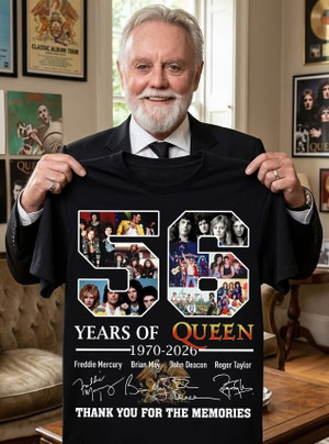 Queen Merch 56 Years 1970-2026 Thank You For The Memories Shirt Gift For Rock Music Fans - T-Shirt HG  Black HG  M