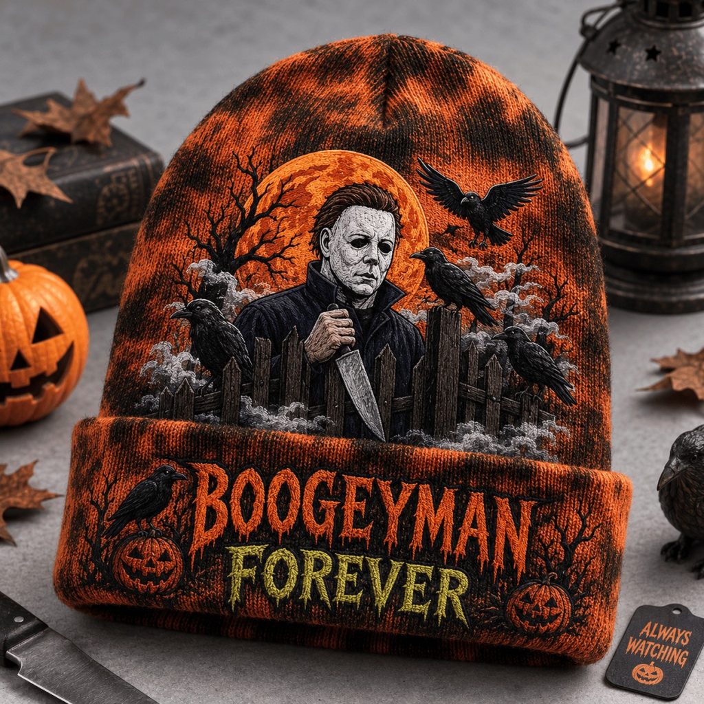 Spooky Michael Myers Halloween Tie Dye Beanie Hat HG Michael Myers Boogeyman Forever Cap