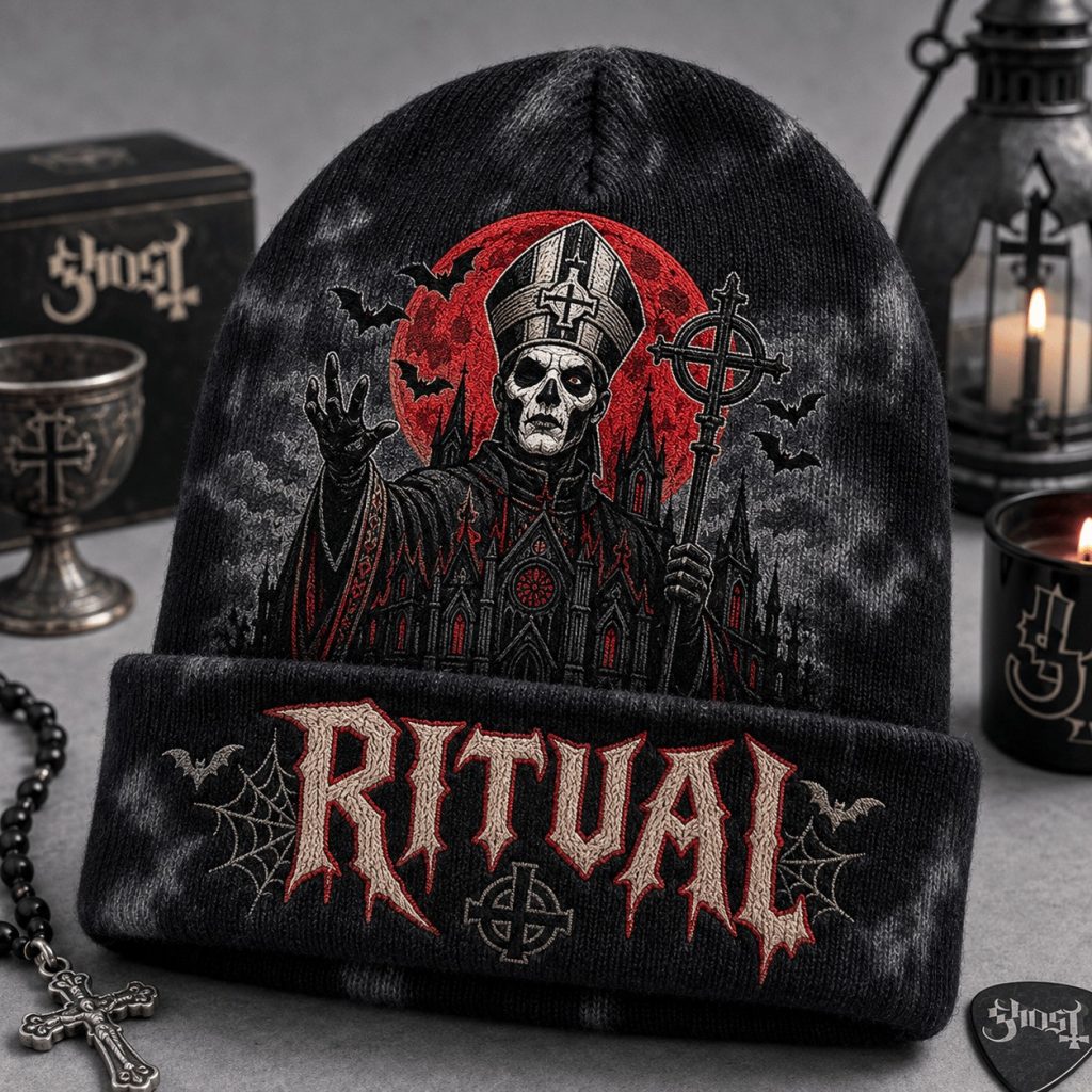 Spooky Ghost Band Halloween Beanie Hat HG Doom Metal Band Skull Cap