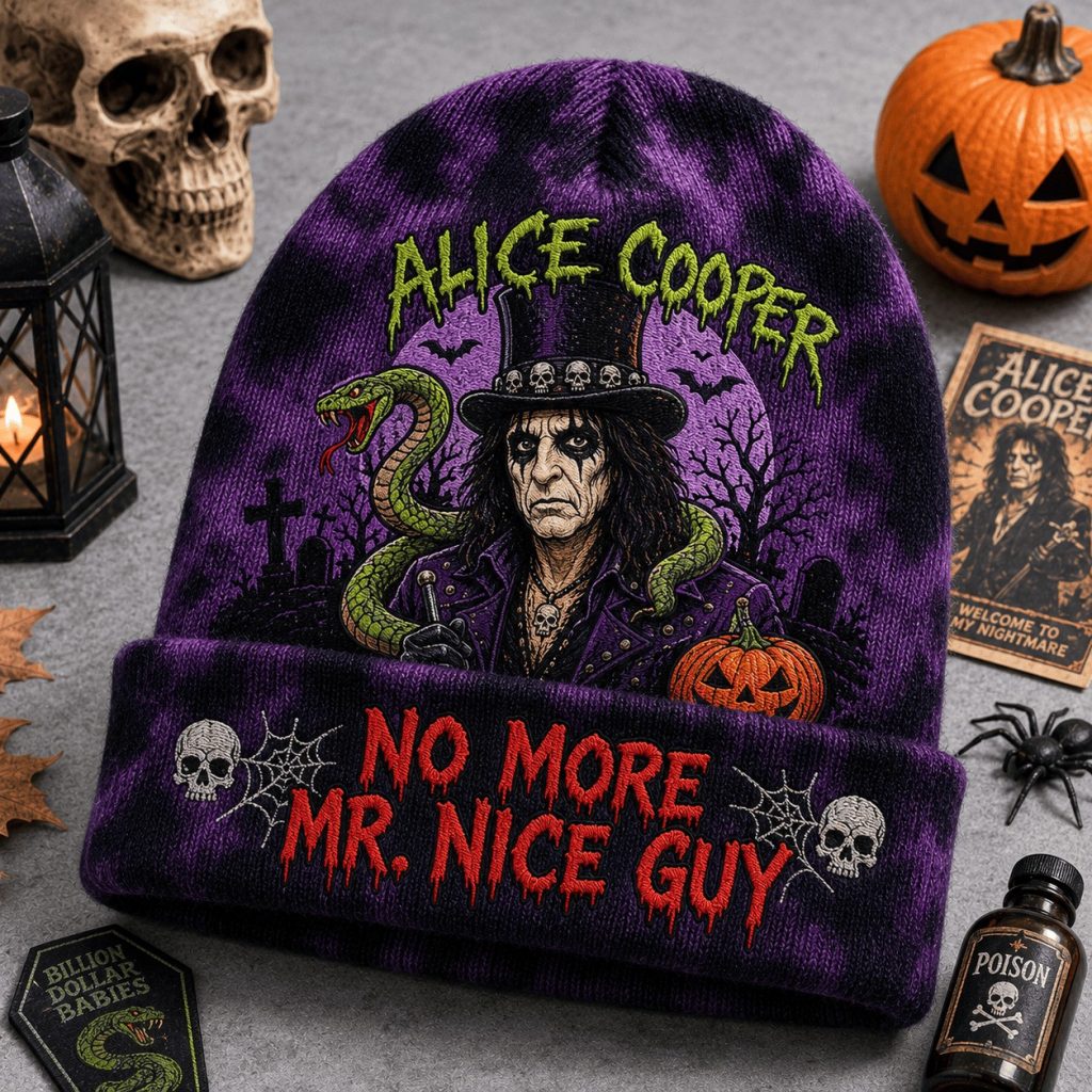 Spooky Alice Cooper Halloween Tie Dye Beanie Hat HG Gothic Metal Band Skull Cap