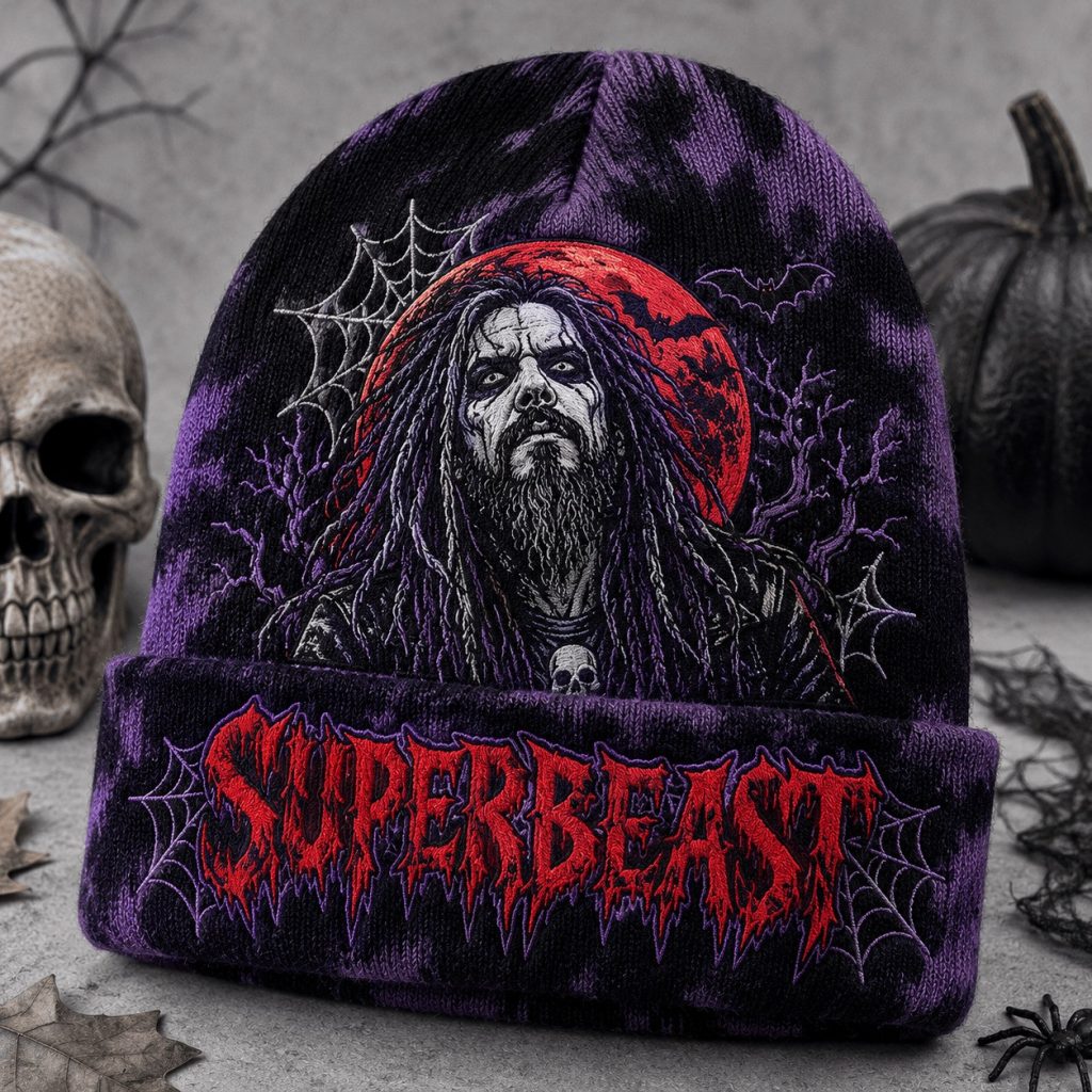 Spooky Rob Zombie Halloween Tie Dye Beanie Hat HG Halloween Rock Music Fan Cap