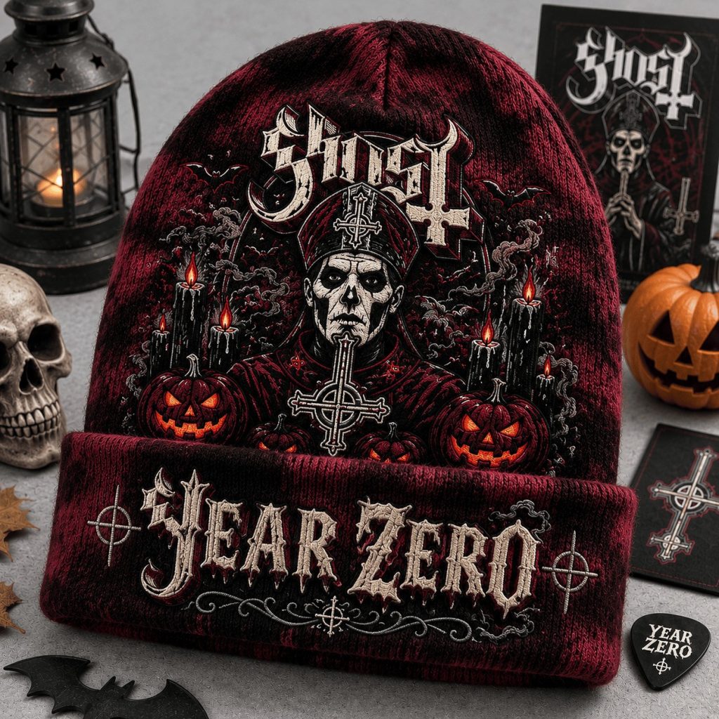 Spooky Ghost Band Halloween Beanie Hat HG Gothic Metal Band Skull Cap Gift For Dad