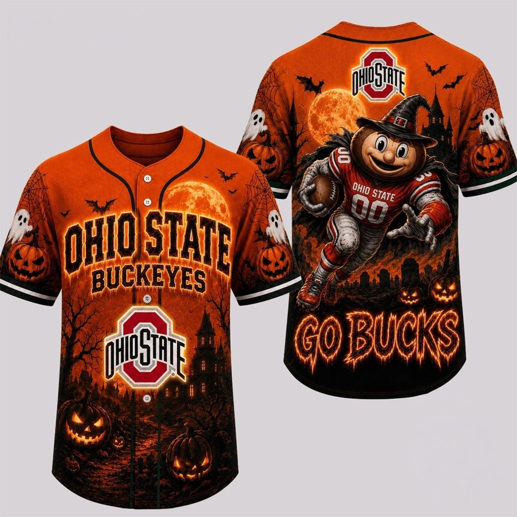 Ohio State Buckeyes Haunted Night Halloween Baseball Jersey HG Buckeyes Merch Football Fan Gifts