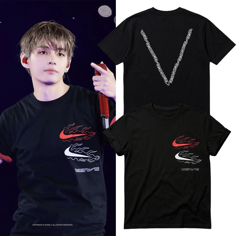 V BTS Merch Flame Swoosh World Tour Arirang In Busan T-Shirt Concert Clothes Gift For Army Fans - T-Shirt HG