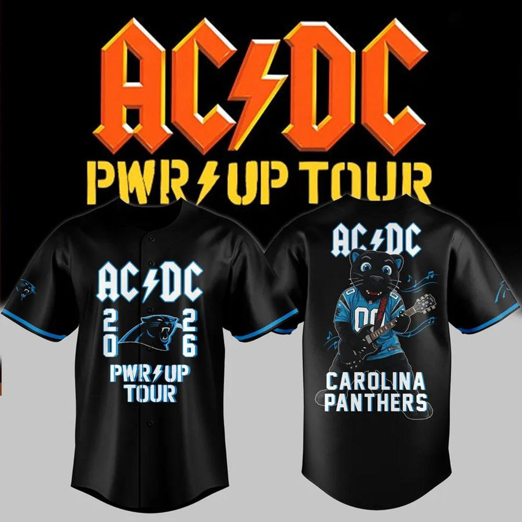 AC DC X Carolina Panthers Merch Power Up Tour 2026 Baseball Jersey HG ACDC Concert Merch Fan Gifts