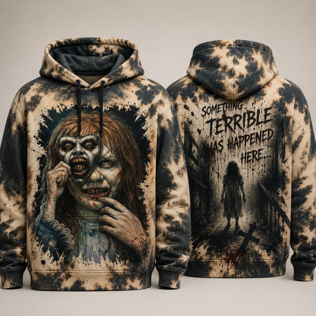 The Exorcist Horror Tie Dye Hoodie Haunted House Gothic Sweatshirt Spooky Horror Gifts HG