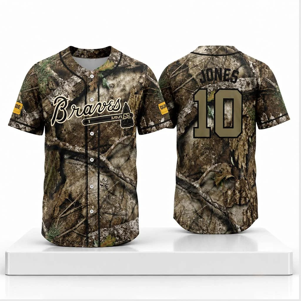 Braves Chipper Jones Realtree APX Fishing Night Jersey 2026 #10 Atlanta Braves Merch Fan Gear - Jersey Shirt HG