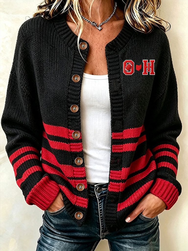 Ohio State Buckeyes Football Merch Ohio Football Cardigan Buckeyes Fan Outfits Gifts HG
