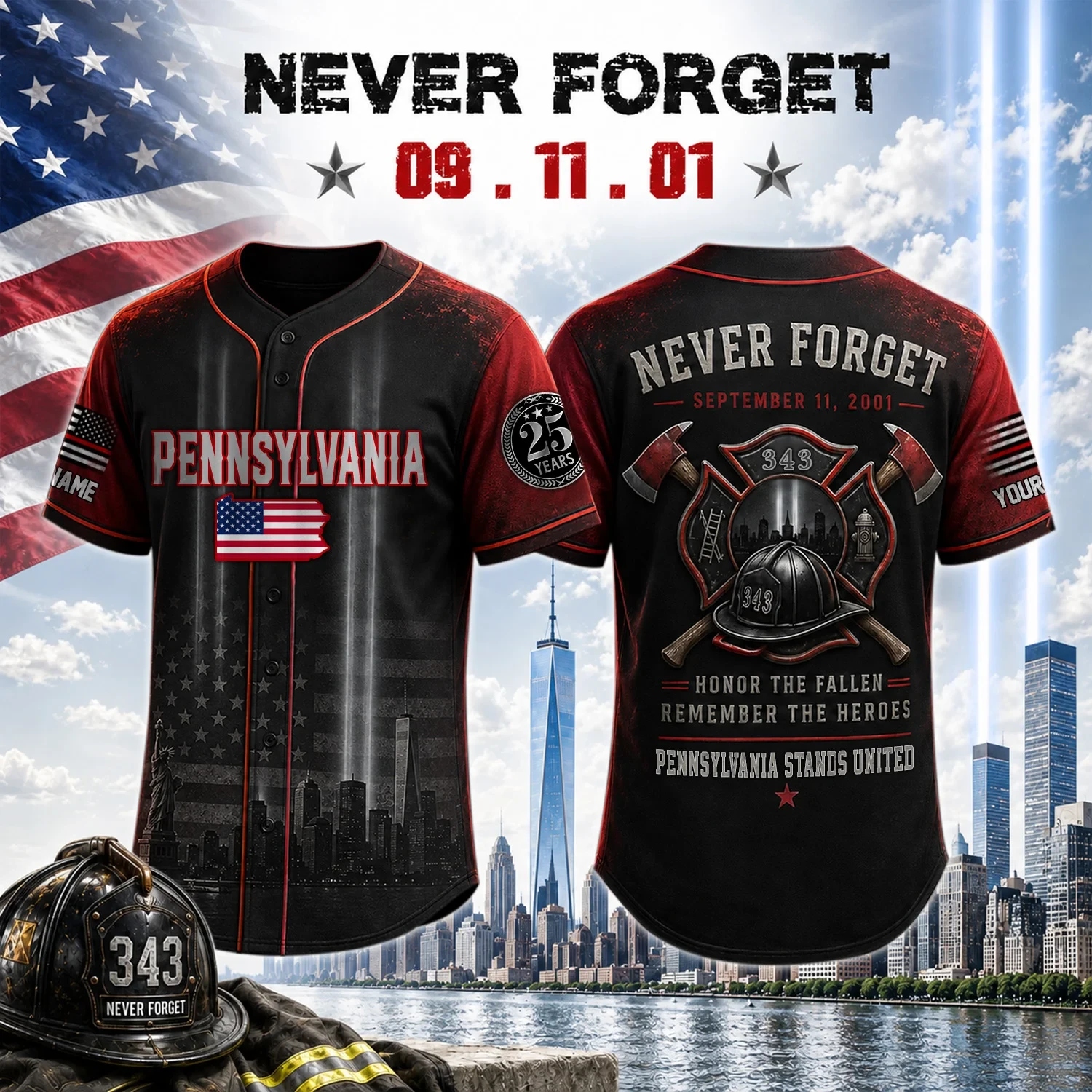 Washington Commanders HG Never Forget 9 11 Memorial Jersey HG Shirt Football Fans Gears