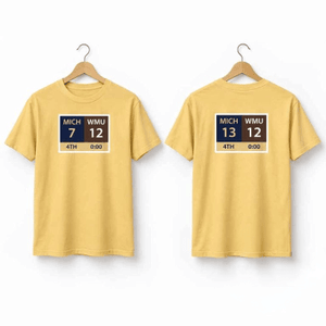 Michigan Vs Western Michigan Scoreboard T-Shirt MICH 13 WMU 12 Miracle Hail Mary Clothing Fans Gear HG