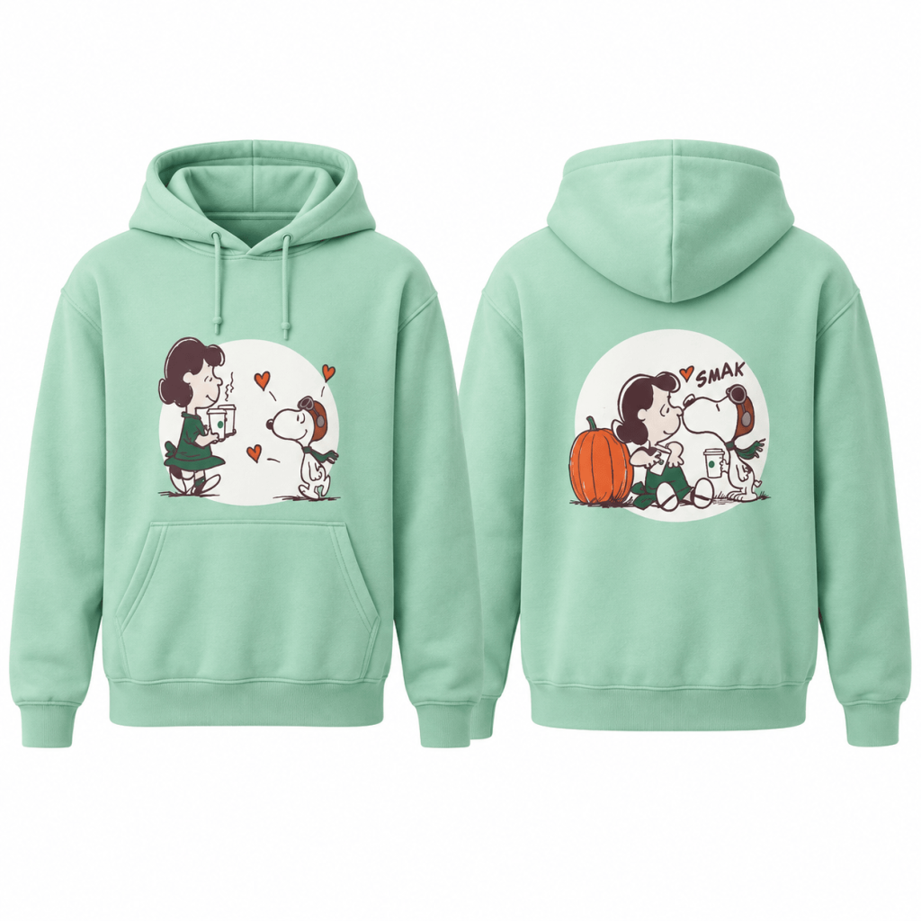 Starbucks Peanuts Merch 2026 Snoopy And Lucy HG Van Pelt Coffee Date Hoodie Snoopy Lovers Gifts