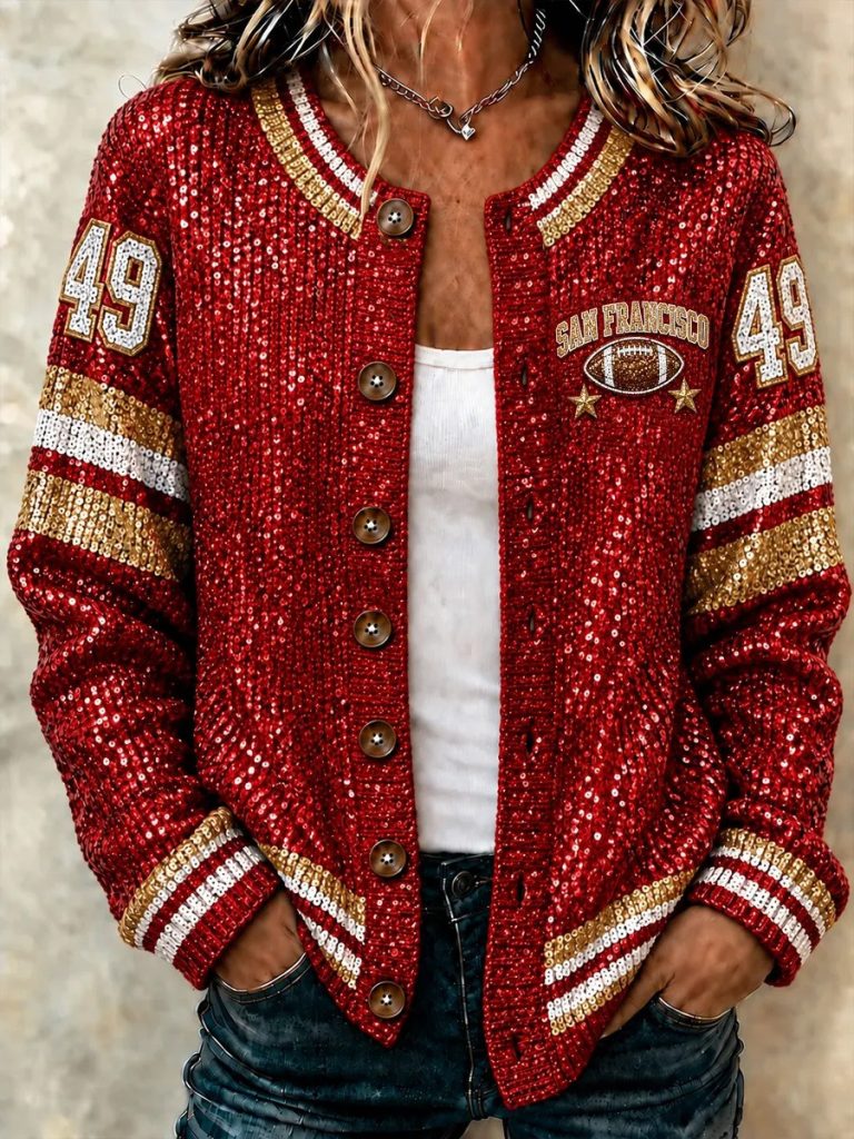 Printed 2D not Glitter San Francisco 49ers Football NFL Merch Cardigan 49ers Football Pride Apparel HG