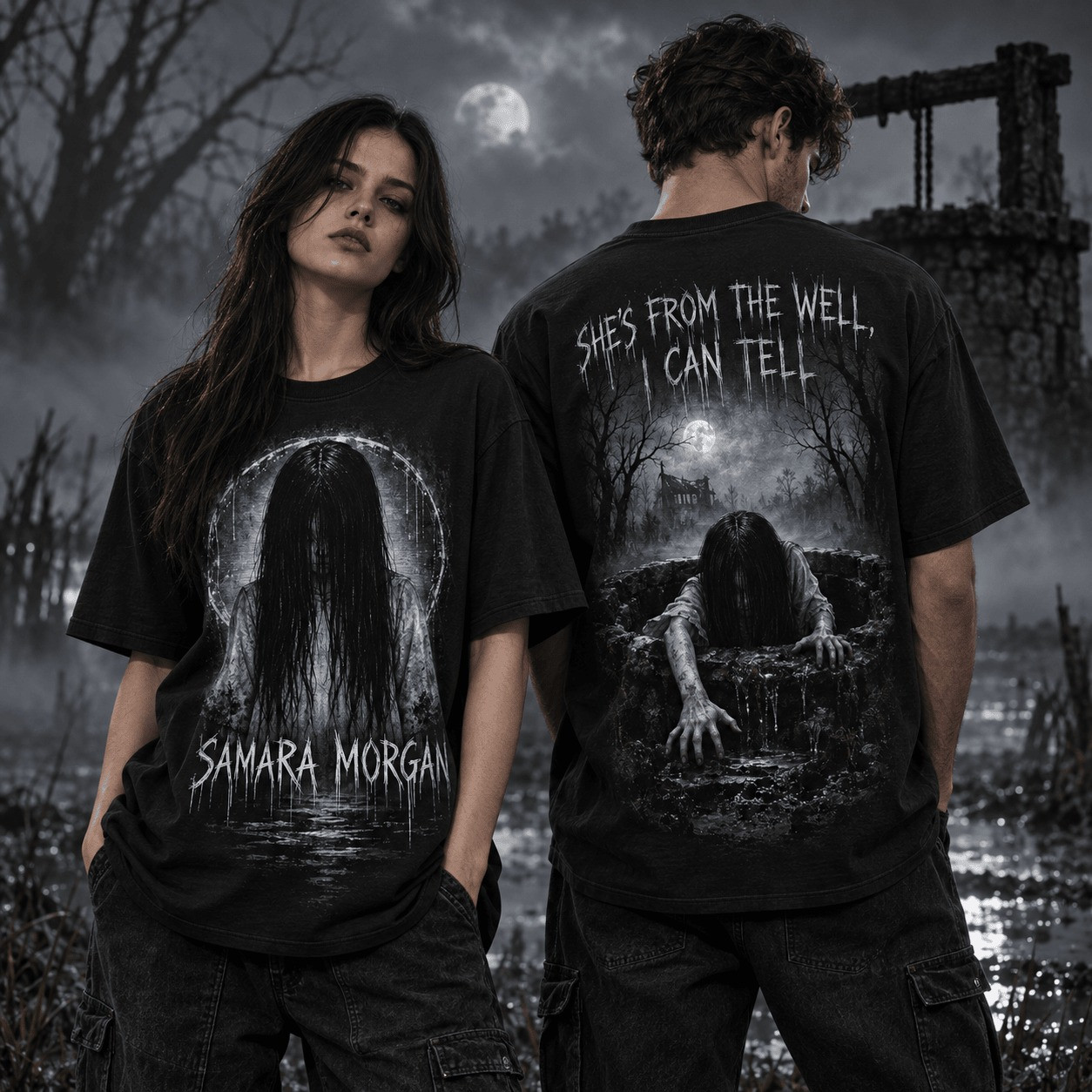 Samara Morgan Merch The Ring Horror Movie T-Shirt Scary Gothic Halloween Gift HG