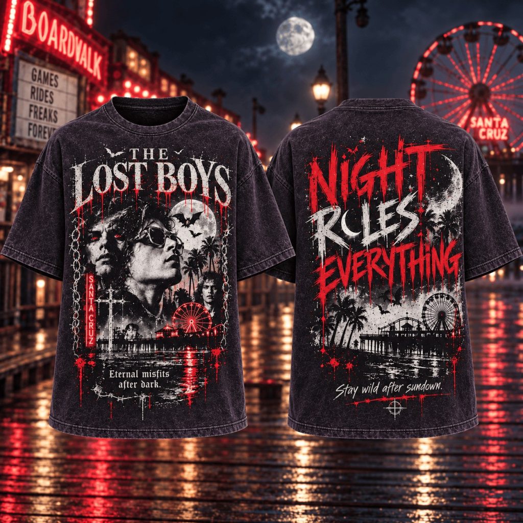 The Lost Boys Merch Night Rules Everything T-Shirt Scary Gothic Halloween Gifts HG