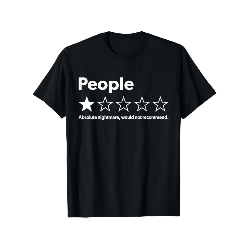 Unisex Adult HG Streetwear T-Shirt - Black, Funny 1-Star Review Graphic Top, Casual Outdoor Garment for Men & Women