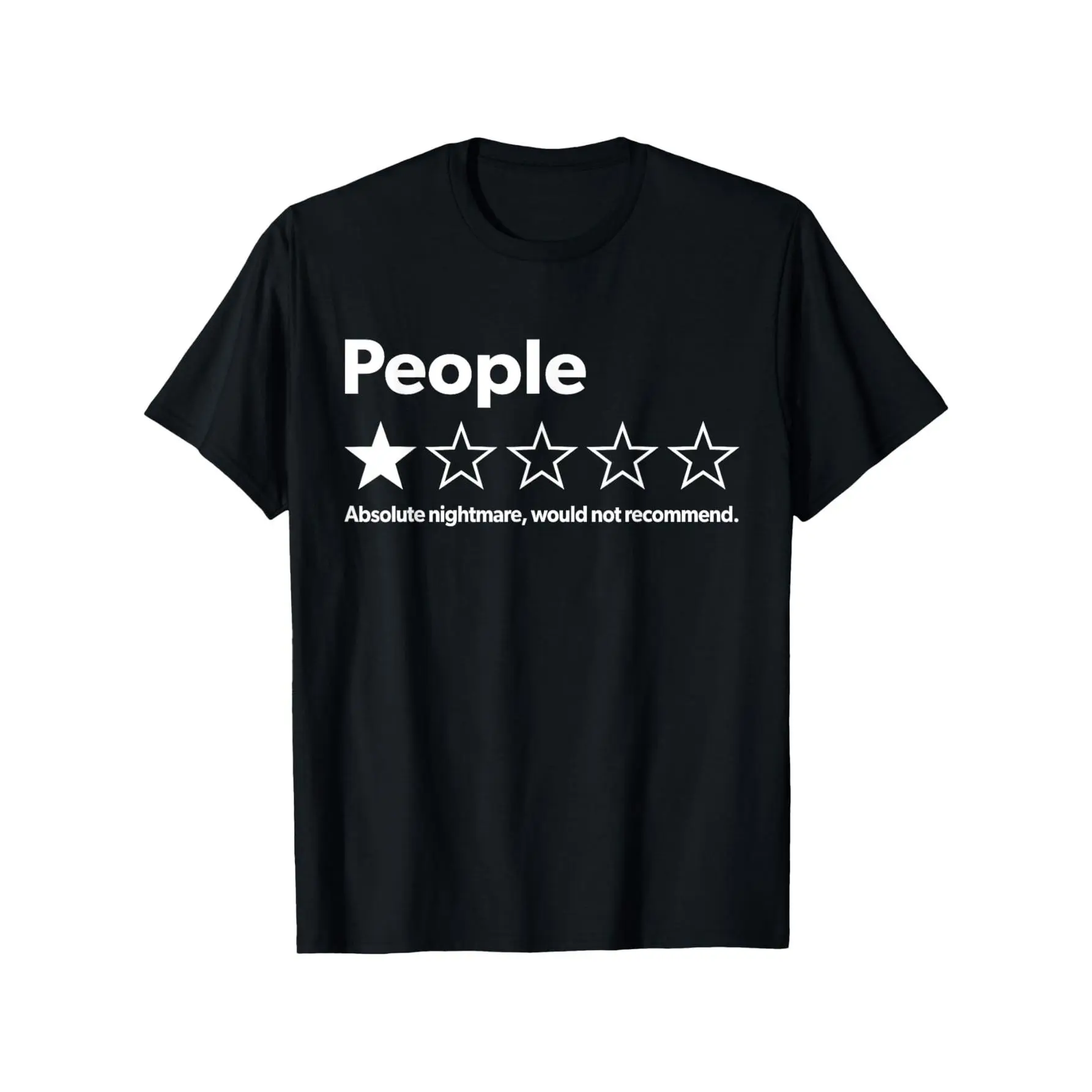 Unisex Adult HG Streetwear T-Shirt - Black, Funny 1-Star Review Graphic Top, Casual Outdoor Garment for Men & Women