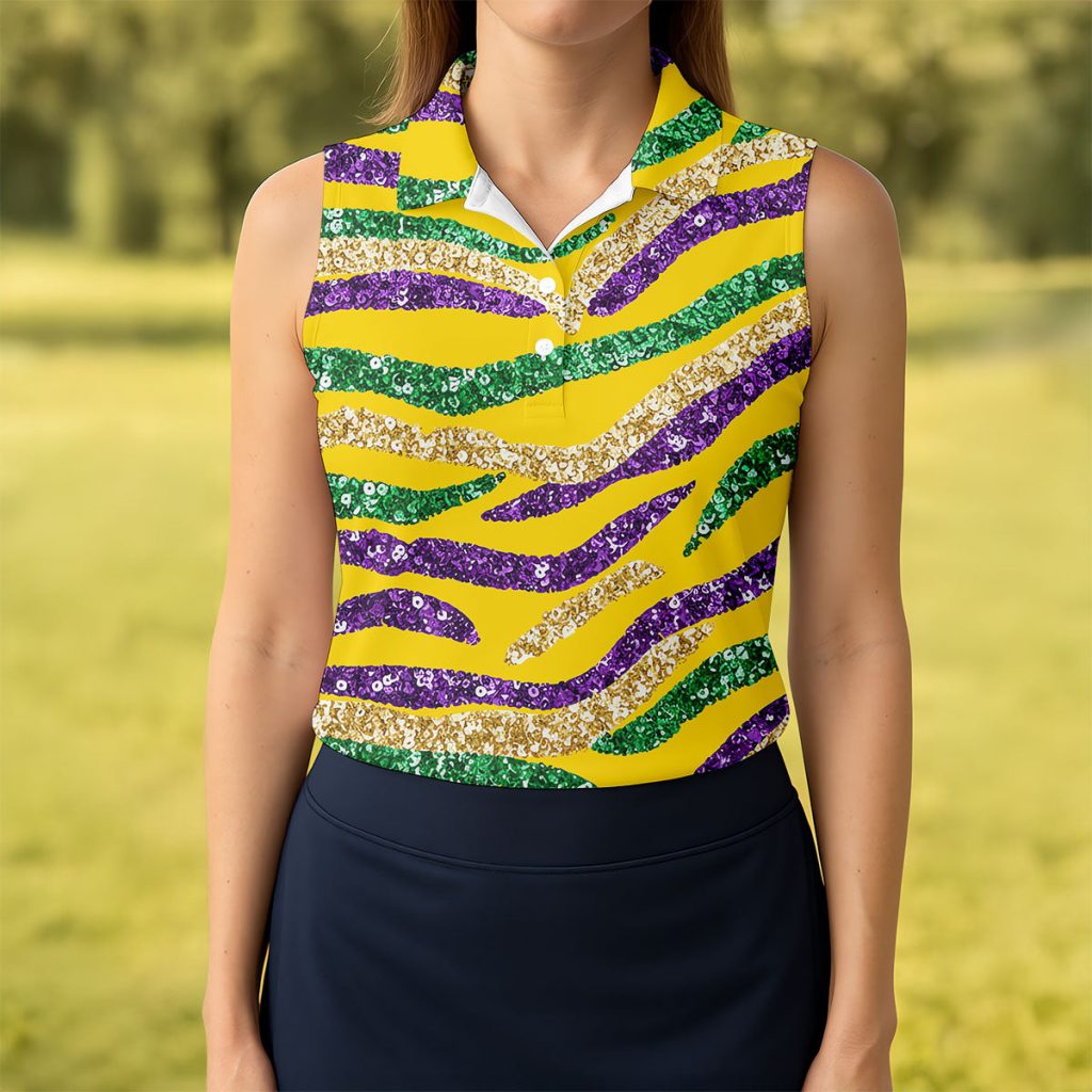 Purple Green Gold Sequin Pattern Yellow HFN Polo Golf Shirt Gift For Men Women