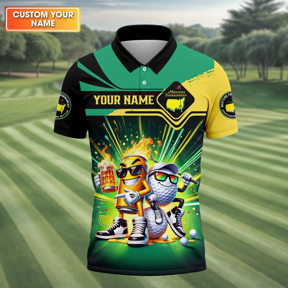Par Eagle Birdie Bogey Golf & Beer Custom Men's Golf Polo Shirt Golf Tournament Shirt Funny HFN Polo Golf Shirt For Men Women
