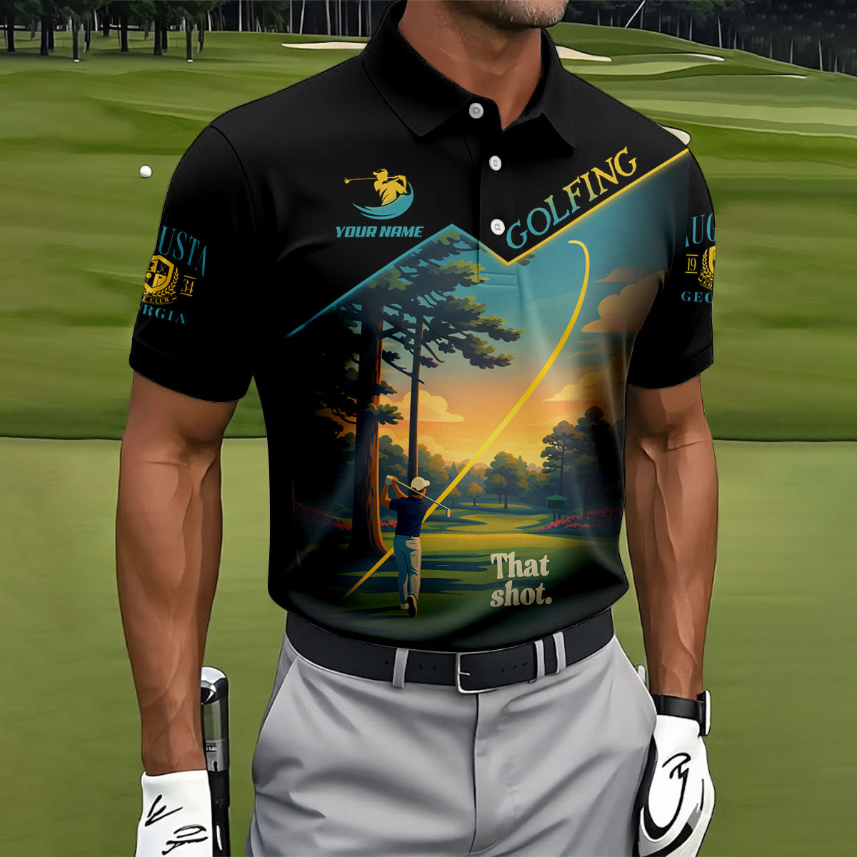 That Shot Augusta Georgia Golf Tournament HFN Polo Golf Shirt For Men Women - Image 3