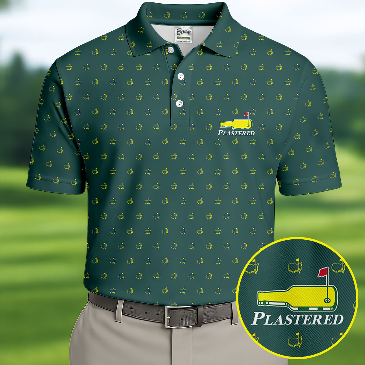 Plastered Beer Bottle Logo Golf Tournament Performance HFN Polo Golf Shirt Golf Tops For Men Women