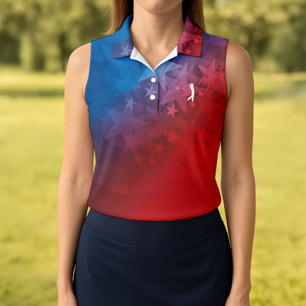 American Flag Pattern Golf Tournament Red And Blue HFN Polo Golf Shirt Gift For Men Women